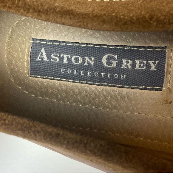 Aston Grey Scadicci Leather and Suede Penny Loafers Size 10.5 - Picture 2 of 11